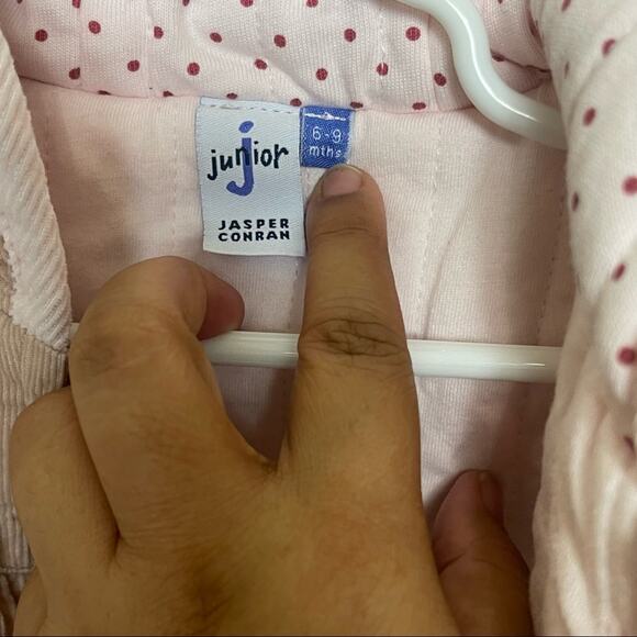 Jasper Conran Hooded Corduroy Front Zip Jacket Blush Pink Baby 6-9 Months - Picture 6 of 9